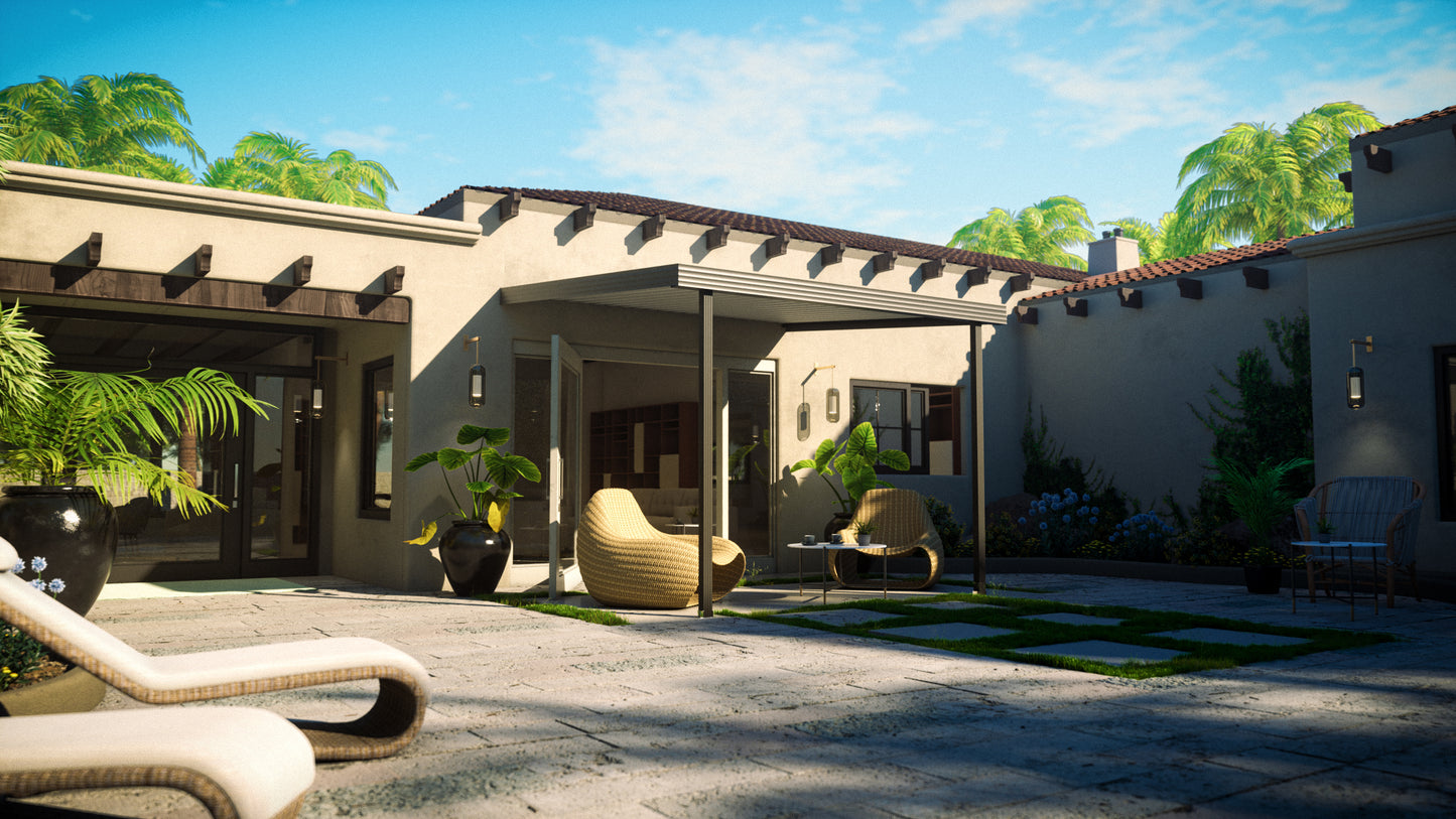 08 ft. Deep x 14 ft. Wide Attached Aluminum Patio Cover -2 Posts - (10lb Low Snow Area)