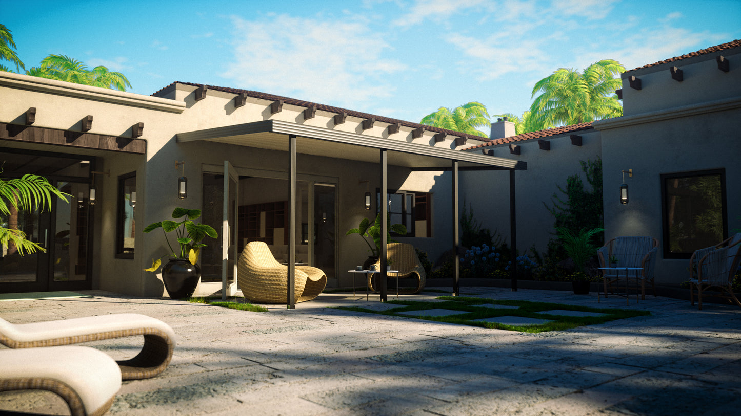 08 ft. Deep x 36 ft. Wide Attached Aluminum Patio Cover -4 Posts - (10lb Low Snow Area)
