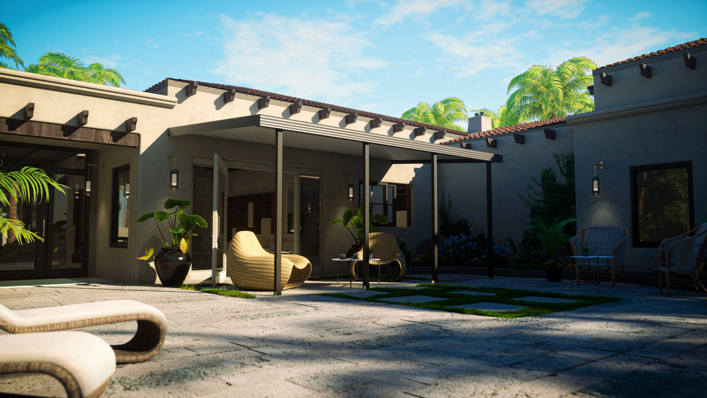 08 ft. Deep x 24 ft. Wide Attached Aluminum Patio Cover -4 Posts - (20lb Low/Medium Snow Area)