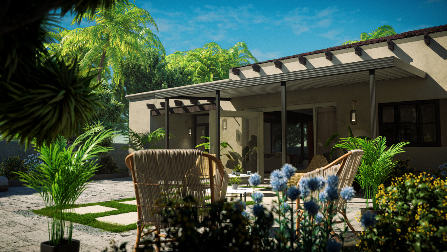 08 ft. Deep x 26 ft. Wide Attached Aluminum Patio Cover -4 Posts - (10lb Low Snow Area)