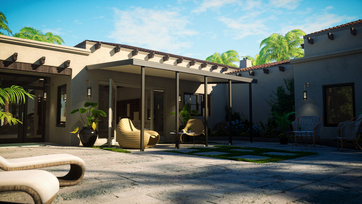 14 ft. Deep x 34 ft. Wide Attached Aluminum Patio Cover -5 Posts - (10lb Low Snow Area)