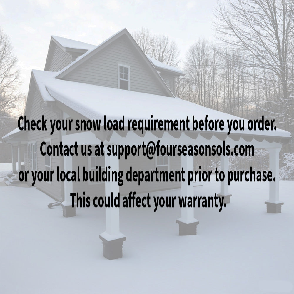 10 ft. Deep x 20 ft. Wide Ivory Attached Aluminum Carport -4 Posts - (10lb Low Snow Area)