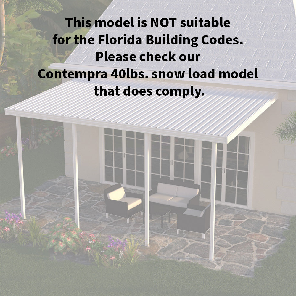 10 ft. Deep x 22 ft. Wide Ivory Attached Aluminum Patio Cover - 3 Posts - (10lb Low Snow Area)