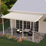 08 ft. Deep x 20 ft. Wide Ivory Attached Aluminum Patio Cover -4 Posts - (30lb Medium/High Snow Area)