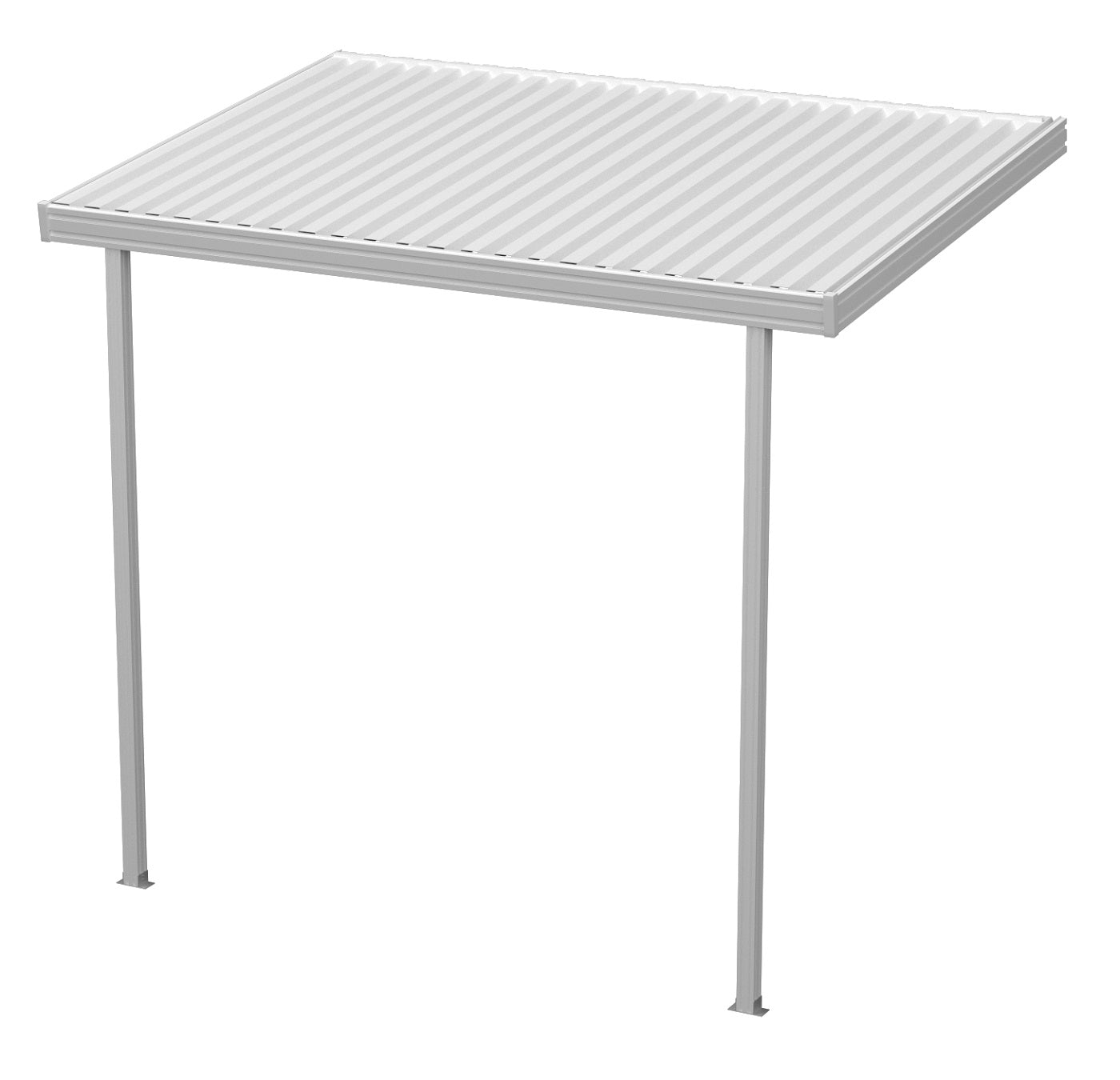 8 ft. Deep x 8 ft. Wide White Attached Aluminum Patio Cover -2 Posts - (10lb Low Snow Area)