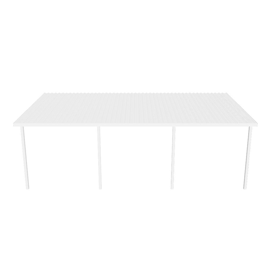 12 ft. Deep x 24 ft. Wide White Attached Aluminum Patio Cover 4 Posts
