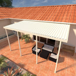 10 ft. Deep x 24 ft. Wide Ivory Attached Aluminum Patio Cover -4 Posts - (20lb Low/Medium Snow Area)