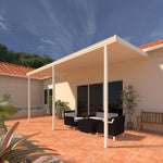 14 ft. Deep x 16 ft. Wide Ivory Attached Aluminum Patio Cover -3 Posts - (10lb Low Snow Area)