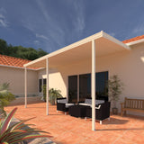 08 ft. Deep x 14 ft. Wide Ivory Attached Aluminum Patio Cover -3 Posts - (20lb Low/Medium Snow Area)
