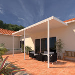 10 ft. Deep x 18 ft. Wide White Attached Aluminum Patio Cover -3 Posts - (20lb Low/Medium Snow Area)
