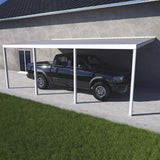 10 ft. Deep x 24 ft. Wide White Attached Aluminum Carport -4 Posts - (20lb Low/Medium Snow Area)