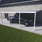 10 ft. Deep x 28 ft. Wide White Attached Aluminum Carport -4 Posts - (10lb Low Snow Area)