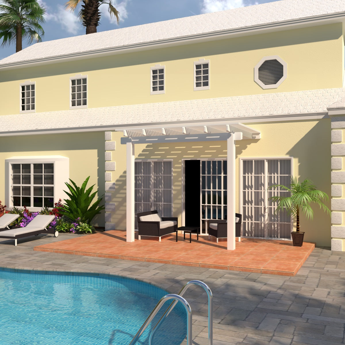 08 ft. Deep x 08 ft. Wide White Attached Aluminum Pergola -2 Posts - (10lb Low Snow Area) (Copy)