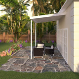 12 ft. Deep x 12 ft. Wide White Attached Aluminum Patio Cover -2 Posts - (20lb Low/Medium Snow Area)