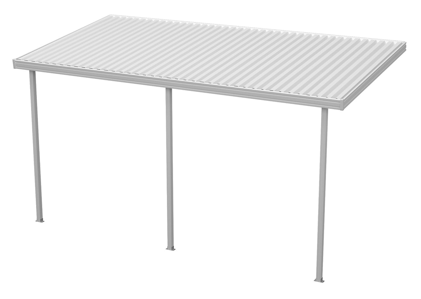 10 ft. Deep x 16 ft. Wide White Attached Aluminum Patio Cover - 3 Posts - (30lb Medium/High Snow Area)