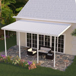 08 ft. Deep x 28 ft. Wide White Attached Aluminum Patio Cover -4 Posts - (10lb Low Snow Area)