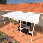 10 ft. Deep x 20 ft. Wide White Attached Aluminum Patio Cover -4 Posts - (20lb Low/Medium Snow Area)